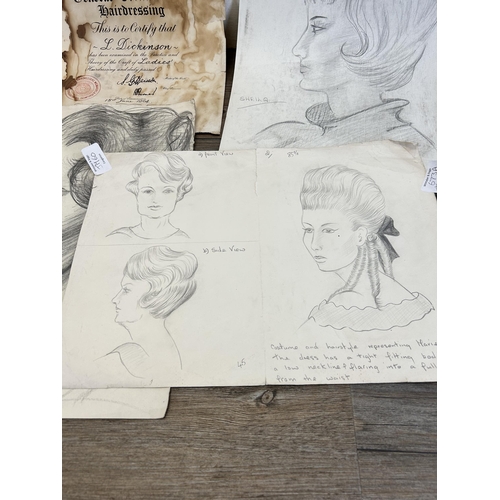 673A - A collection of 1960s hairdressers sketches belonging to Linda Dickinson