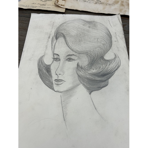 673A - A collection of 1960s hairdressers sketches belonging to Linda Dickinson