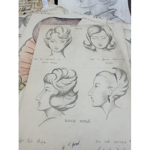 673A - A collection of 1960s hairdressers sketches belonging to Linda Dickinson