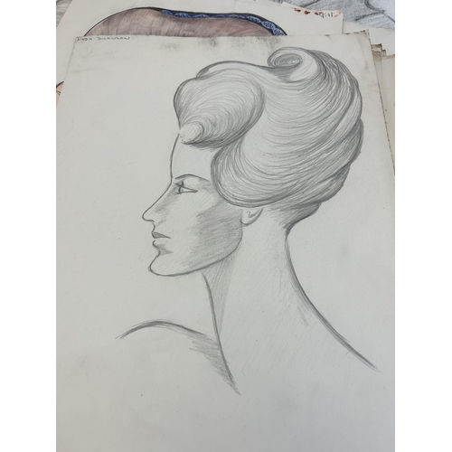 673A - A collection of 1960s hairdressers sketches belonging to Linda Dickinson