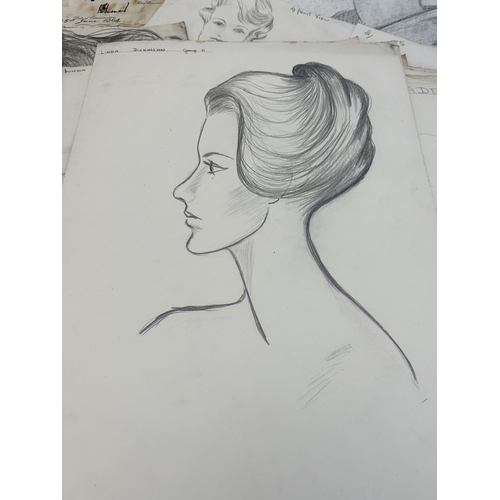 673A - A collection of 1960s hairdressers sketches belonging to Linda Dickinson