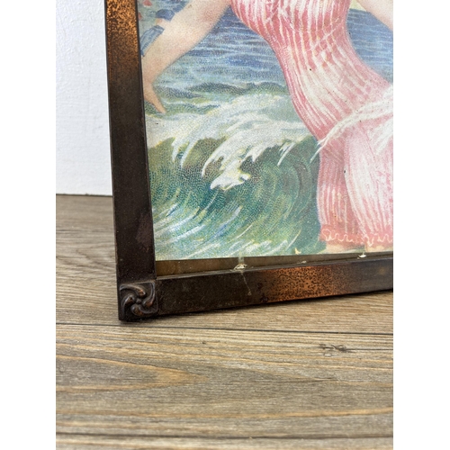 695 - Two vintage copper framed seaside prints - approx. 31cm high x 21cm wide