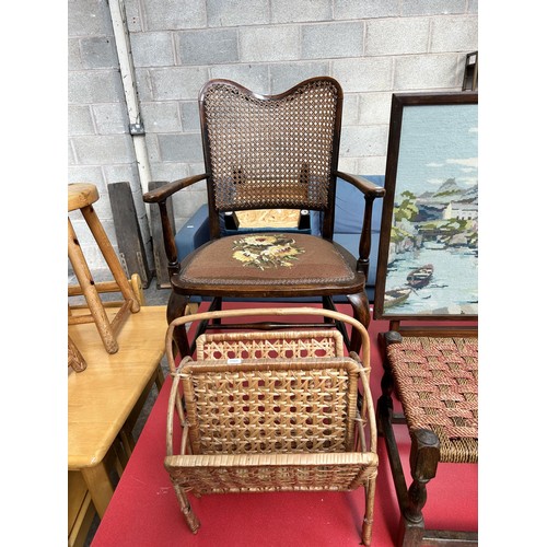 46 - Six pieces of furniture to include Edwardian mahogany circular top two tier side table, early 20th c... 