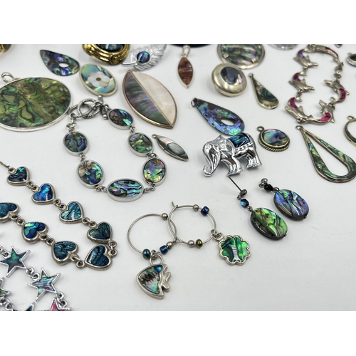 1202 - A collection of abalone shell jewellery