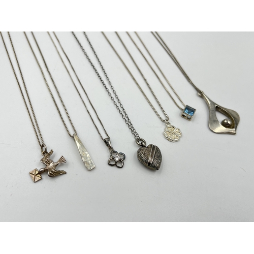 1205 - A collection of .925 silver pendant necklaces - approx. gross weight 21.25 grams