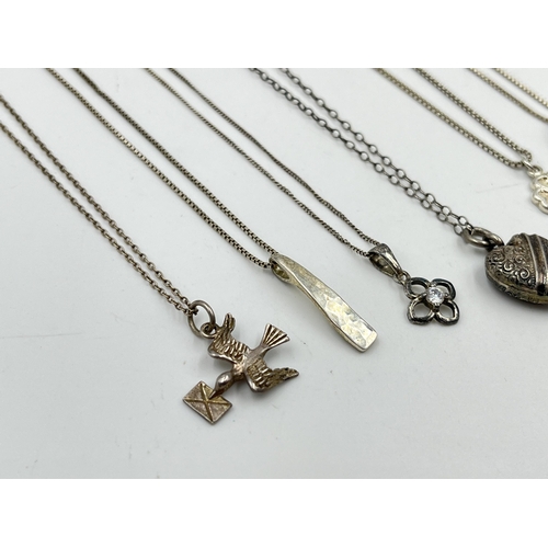 1205 - A collection of .925 silver pendant necklaces - approx. gross weight 21.25 grams