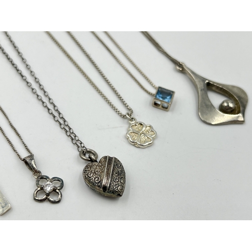 1205 - A collection of .925 silver pendant necklaces - approx. gross weight 21.25 grams