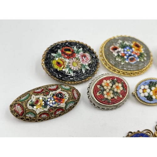 1224 - Seven pieces of vintage micro mosaic jewellery