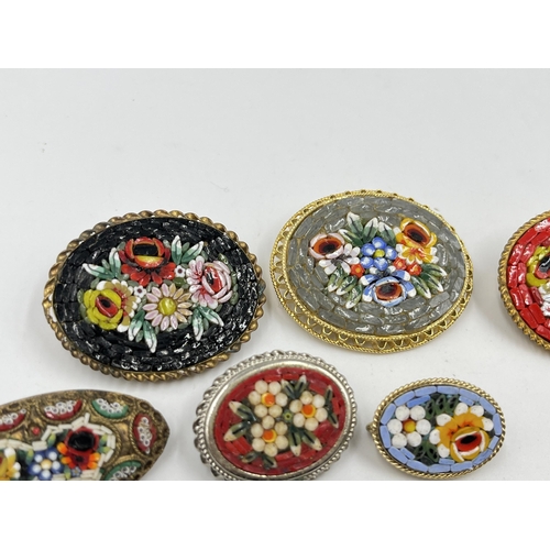 1224 - Seven pieces of vintage micro mosaic jewellery