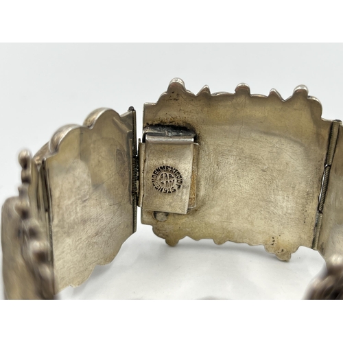 1230 - A Mexican .925 silver and abalone shell panel bracelet - approx. gross weight 63.57 grams