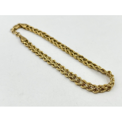 1237 - A 9ct gold 20cm twisted rope chain bracelet - approx. gross weight 3.5 grams