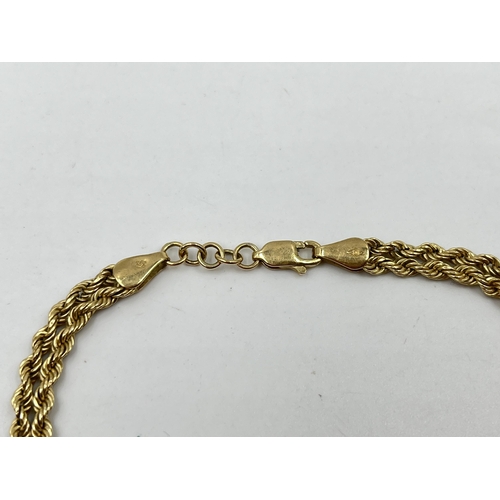 1237 - A 9ct gold 20cm twisted rope chain bracelet - approx. gross weight 3.5 grams