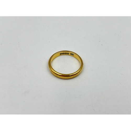 1238 - A hallmarked 22ct gold wedding band, size L - approx. gross weight 3.65 grams