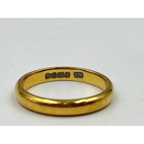 1238 - A hallmarked 22ct gold wedding band, size L - approx. gross weight 3.65 grams