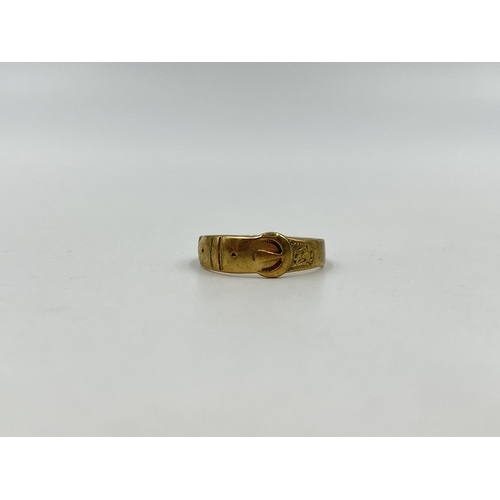 1239 - A hallmarked Birmingham 9ct gold buckle ring, size N½ - approx. gross weight 2.13 grams