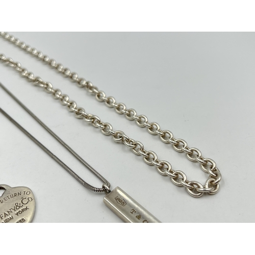 1262 - Four pieces of .925 silver jewellery to include Tiffany & Co '1837' pendant necklace, Tiffany & Co N... 