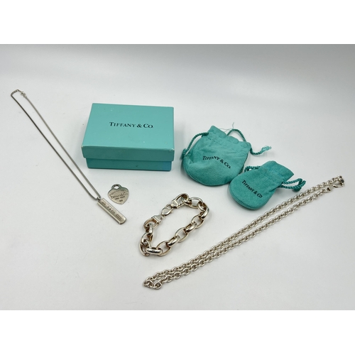 1262 - Four pieces of .925 silver jewellery to include Tiffany & Co '1837' pendant necklace, Tiffany & Co N... 