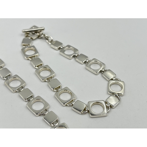 1264 - A .925 silver necklace and bracelet set with Tiffany & Co box - approx. gross weight 56 grams