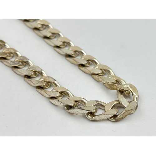 1268 - An IBB .925 silver 51cm chain link necklace and pair of Givenchy .925 silver clip on earrings - appr... 