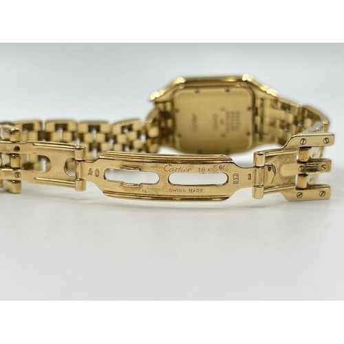 1271 - A boxed Cartier Panthère 18ct gold quartz 27mm wristwatch with spare links, purchase receipt and val... 