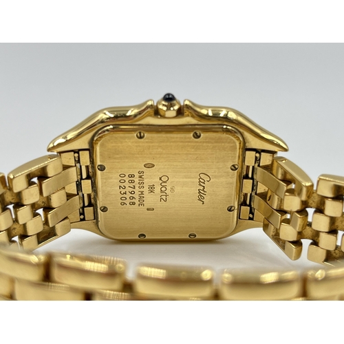 1271 - A boxed Cartier Panthère 18ct gold quartz 27mm wristwatch with spare links, purchase receipt and val... 