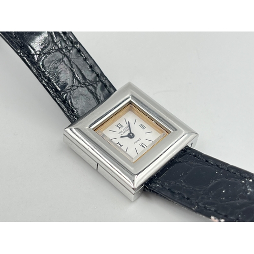 1273 - A boxed Van Cleef & Arpels quartz 21mm wristwatch with warranty card, spare strap and bezel