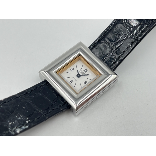 1273 - A boxed Van Cleef & Arpels quartz 21mm wristwatch with warranty card, spare strap and bezel