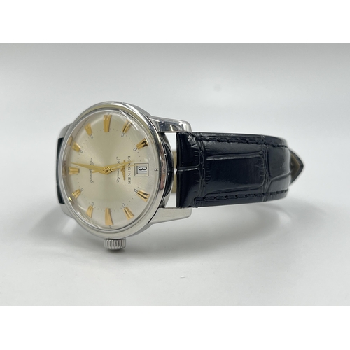 1276 - A boxed Longines Conquest Heritage 35mm automatic men's wristwatch with Longines leather strap and b... 