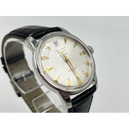 1276 - A boxed Longines Conquest Heritage 35mm automatic men's wristwatch with Longines leather strap and b... 