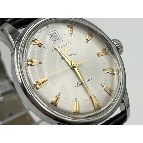 1276 - A boxed Longines Conquest Heritage 35mm automatic men's wristwatch with Longines leather strap and b... 