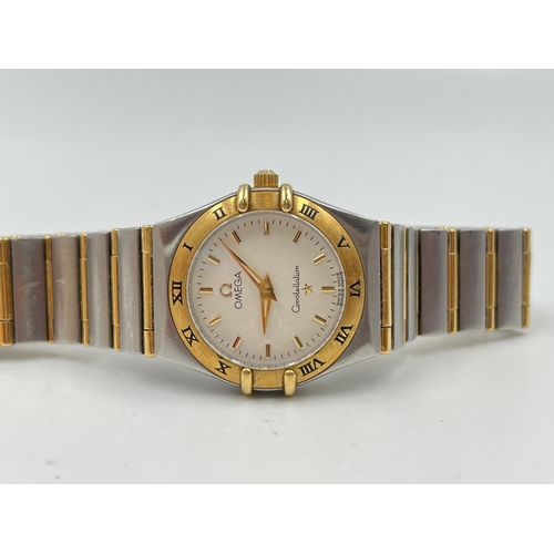 1277 - A boxed Omega Constellation 18ct gold and steel quartz 25mm wristwatch - ref. 6552/864 together with... 