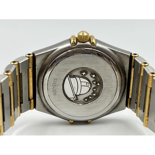 1277 - A boxed Omega Constellation 18ct gold and steel quartz 25mm wristwatch - ref. 6552/864 together with... 