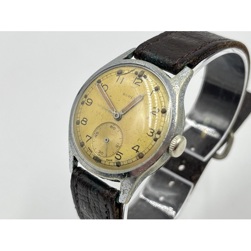 1282 - A WWII military issued Buren mechanical 31mm men's wristwatch - ref. A.T.P 142711