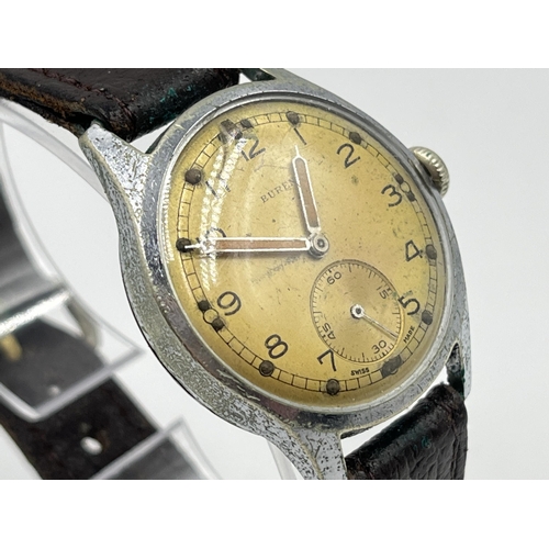 1282 - A WWII military issued Buren mechanical 31mm men's wristwatch - ref. A.T.P 142711