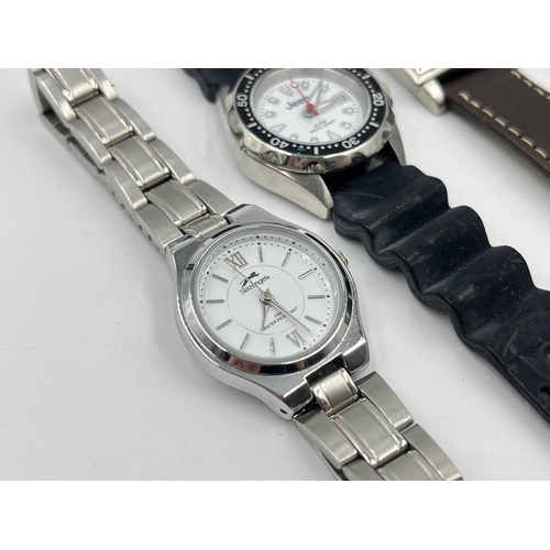 1283 - Five quartz lady's wristwatches to include two Emporio Armani etc.