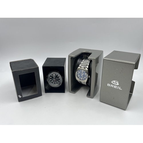 1286 - Two boxed quartz men's wristwatches, one Breil one Aviator