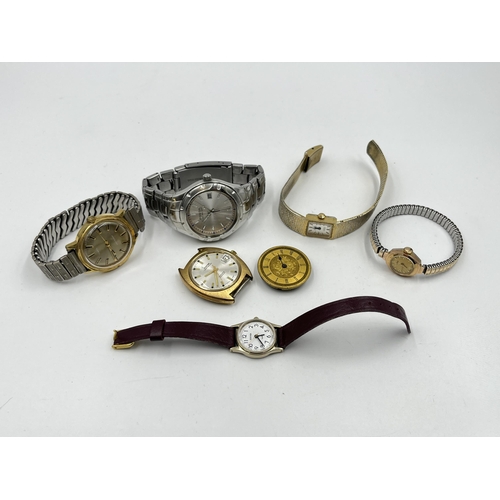 1290 - Seven wristwatches and movements to include Montine automatic, Timex mechanical, 10ct gold filled Or... 