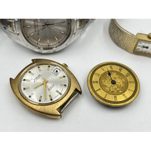 1290 - Seven wristwatches and movements to include Montine automatic, Timex mechanical, 10ct gold filled Or... 