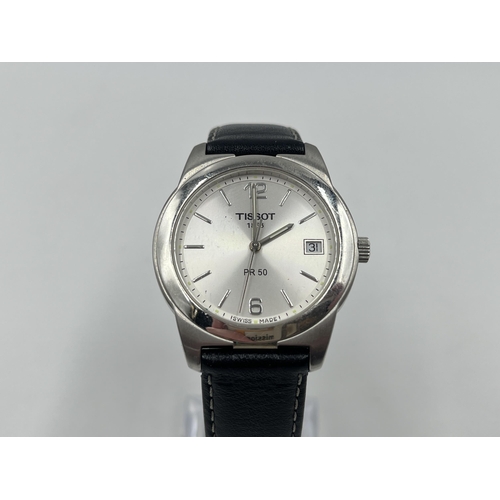 1291 - A Tissot PR 50 quartz 36mm men's wristwatch with Tissot leather strap and buckle and sapphire crysta... 