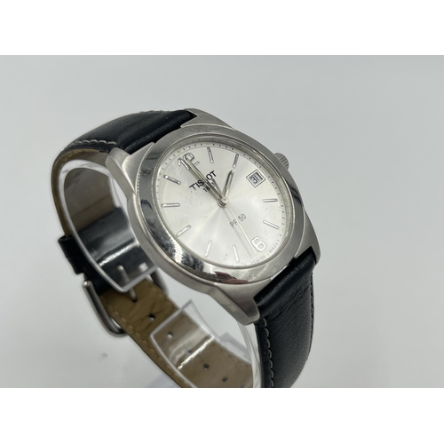 1291 - A Tissot PR 50 quartz 36mm men's wristwatch with Tissot leather strap and buckle and sapphire crysta... 