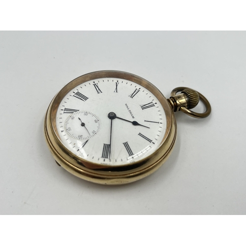 1293 - An early 20th century Waltham Traveler 14ct gold filled open face hand wind pocket watch - ref. 1140... 