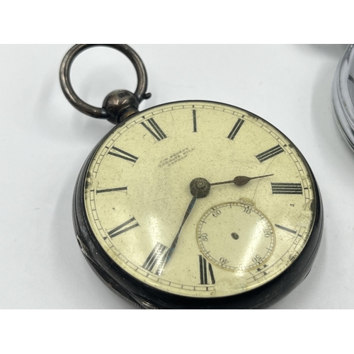 1296 - Two watches, one J.W. Benson hallmarked London silver cased pocket watch, dated 1933 - approx. gross... 