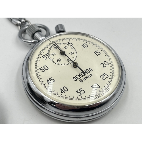 1296 - Two watches, one J.W. Benson hallmarked London silver cased pocket watch, dated 1933 - approx. gross... 