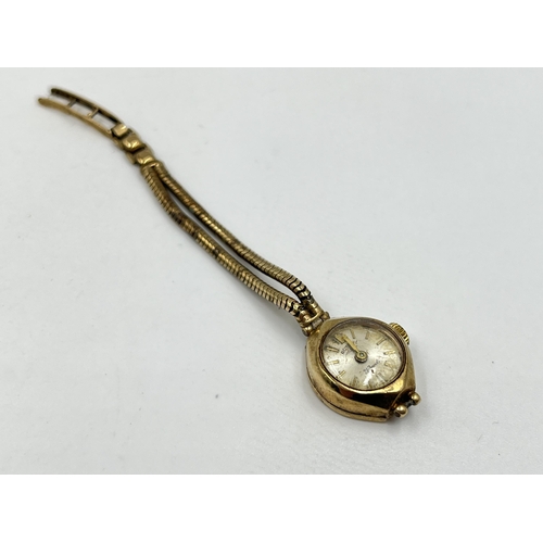 1298 - A vintage Rotary 21 jewels mechanical lady's wristwatch with 9ct gold case and bracelet - approx. gr... 