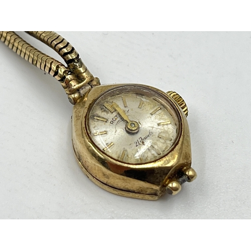 1298 - A vintage Rotary 21 jewels mechanical lady's wristwatch with 9ct gold case and bracelet - approx. gr... 