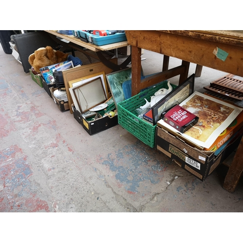 966B - Six boxes containing vintage board games, Noritake ceramics, soft toys, glassware etc.