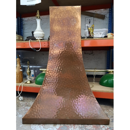 971 - A reproduction hammered copper effect fire canopy