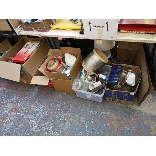 972 - Five boxes containing glassware, kitchenware, ceramics etc.