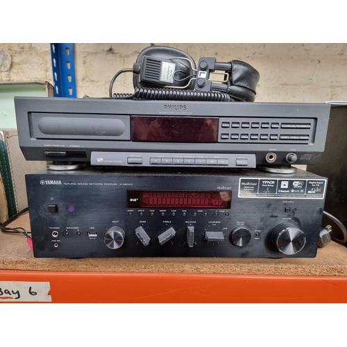 806 - Three items of hi-fi, one Yamaha R-N803D natural sound network receiver, one Philips 900 Series CD92... 