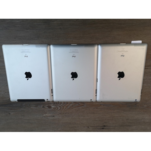 912 - Three Apple iPad tablets, two A1416 and one A1430